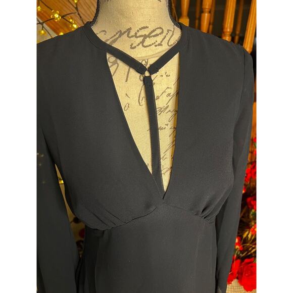 XOXO Women’s Chiffon Fit Flare Zip Black Evening Cocktail Dress Size S - Picture 2 of 13